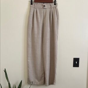 Monteau Elegant Beige Wide Leg Women's Pants